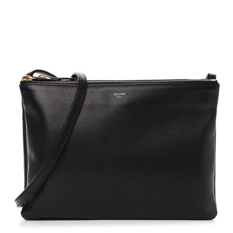 CELINE Goatskin Large Trio Crossbody Bag Black